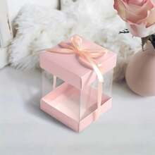 5/10Pcs Mini Clear Favor Boxes, With Ribbons, Clear Gift Boxes Macrame Boxes For Wedding Party Favor Boxes, Christmas,Birthday