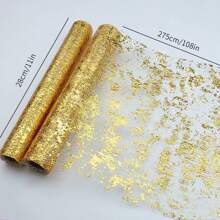 1Roll Gold Table Runner, Sequin Glitter Foil Metallic Thin Mesh Runner Roll 11"X3/5/10 Yards, Gold Table Decorations For Event Party, Engagement,Wedding, Birthday Party, Christmas(Multi-Color Available) Summer Gifts Beach Back To School School Supplies Room Decor - Multicolor - View 5