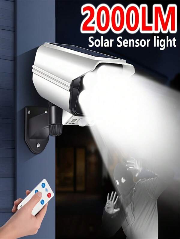 Acabamento em Metal Polido Semi Embutido Controlado por Controle Remoto Destacável, Lampada Solar Alimentada por Bateria de Lítio 800 mAh, Abajur de Polipropileno, Sensor de Movimento Sem Fio Holofotes para Área Externa 2000 Lumens 77 LEDs Holofote com Controle Remoto para Varanda, Jardim, Pátio, Entrada de Veículos