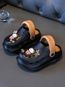 Sanrio 1 par de sandalias transpirables y con cortes para niñas, zapatos de playa/jardín de suela blanda y multifuncionales, aptos para niños de 3 a 12 años - Negro - Ver 4