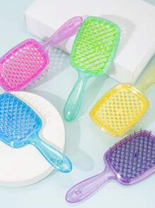 WANMEI 透明闪光镂空发梳 - 女士/女孩闪亮顺发梳，光泽防静电轻便梳子，适用于浓密/卷曲/细软发质，闪亮便携式护发工具，有效控制毛躁，打造理想发型。 - 彩色 - 查看 10