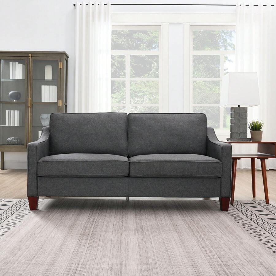 73'' Comfy Small Couches For Living Room Grey 3 Seater Sofa Couch Mid Century Modern Sofa Furniture Couches For Small Spaces, Bedroom, Apartment, Dorm, Office, Studio (Linen, Grey)
