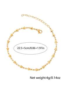 Nooxian 1pc Women Star Anklet, Boho Beach Style, Stainless Steel Pentagram Anklet, Everyday Accessory Gift (Random Pentagram Quantity) - Yellow Gold - View 5