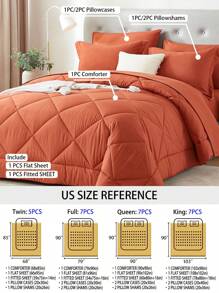 5/7 Piece Solid Color Bed Comforter Set Queen, Creative Geometric Pattern Design, Soft And Comfortable Summer Bedding Set.Bed In A Bag For All Seasons, Includes Comforter, Flat Sheet, Fitted Sheet, Pillowcases,  Ideal Gift.