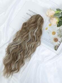 18" Ponytail Extension Claw Long Multi Layered Hair Fluffy Thick Water Wave Hair Jaw Clip In Fake Pony Tails Fake Hair Soft Natural Looking Synthetic Hairpiece For Women Rich Brown Blonde With Highlights Hair Extensions - 挑染金色 - 查看 5