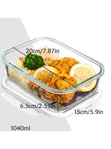 1 件玻璃午餐盒，密封玻璃午餐盒，带盖玻璃食品储存容器，适用于微波炉、烤箱、冰柜和洗碗机，耐热玻璃餐盒，工作/学校午餐盒，圣诞礼物