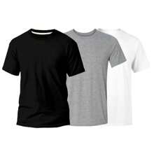Kit Of 3 Men's T-Shirts 100% Cotton Basic Plain Round Neck