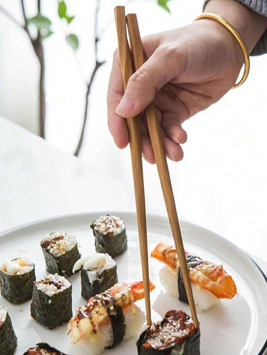 2/10pcs Reusable Bamboo Chopsticks, Ideal For Sushi, Rice, Pasta, Dishwasher Safe, Feature A Twist Design In A Light - Luxury Japanese Style, Suitable For Kitchen Use, Perfect As An And Creative Tableware, Mother's Day, Father's Day - Multicolor - View 1