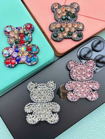1-8 Pieces Set Of New Handmade Rhinestone Teddy Bear DIY Accessories, Hot Stamping Teddy Bear Shoes, Hats, Bags, Clothing Accessories, Hand Books, Decorative Stickers
