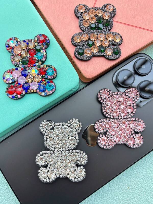 1-8 Pieces Set Of New Handmade Rhinestone Teddy Bear DIY Accessories, Hot Stamping Teddy Bear Shoes, Hats, Bags, Clothing Accessories, Hand Books, Decorative Stickers