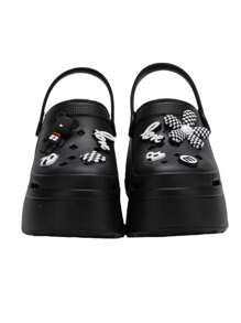 Scarpe da donna con design traforato, decorazione fai-da-te con paillettes, stile punk con suola spessa e design a traforo, scarpe da giardino comfortable - nero - Visualizzare 2