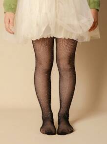 1/2/3双装女童彩色钻石纹渔网袜，时尚透气舒适百搭休闲袜，适合日常穿着、度假、派对、搭配公主裙，春夏皆宜。 - 黑色 - 查看 3