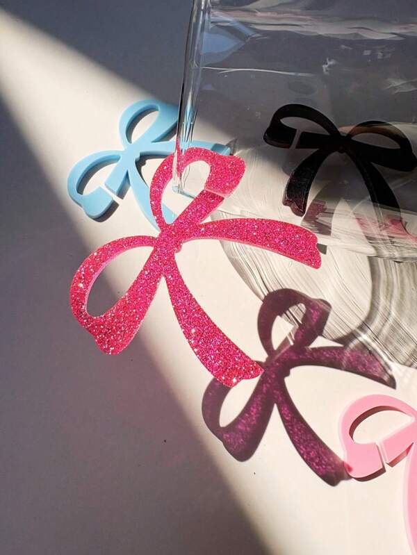 30 Pcs Pink Black Gold Bow Acrylic Drink Markers, Wedding Drink Tag, Coquette Birthday Party DecorationsBachelorette Party Acrylic Charms, Girly Party Drink Supplies