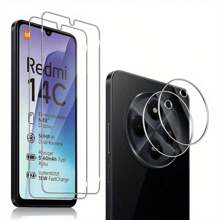 Set da 4 pezzi compatibile con Xiaomi Redmi 14C - 2 pezzi di pellicola protettiva in vetro temperato per schermo + 2 pezzi di pellicola protettiva in vetro temperato per fotocamera, pellicola protettiva anti-graffio per 14T/14T PRO/14/13T/13C/13T Pro, regalo per compleanni, famiglia, amici, protezione per schermo del telefono, accessori per telefono, impermeabile, antiurto, anti-caduta, anti-impronta digitale, copertura completa
