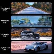 4-Channel Vehicle Camera 1080P Car Dash Cam Recorder With 1080P Front And 720P Left/Right Rear Night Vision Looping Recording 24-Hour Parking Monitor