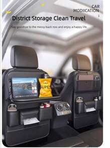 Car Seat Back Storage Bag Hanging Bag Car Front Seats Rear Seats Storage Rack Small Table Board Car Interior Artifact Summer Storage Organizer Gift - Black - View 2