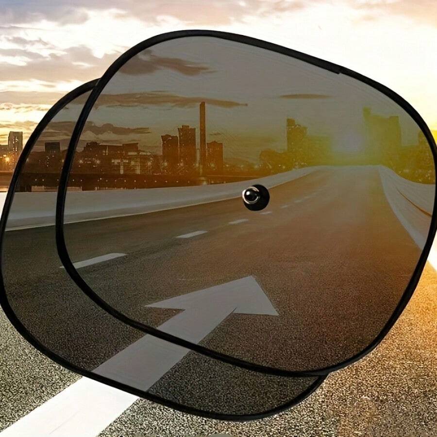 2pcs/Set Car Side Window Sunshade, Suction Cup Curtain, Car Window Sun Shade, Anti-UV Heat Insulation Side Window Cover, Thick High Density Black Mesh, High Quality Copper Buckle, Universal Fit - Multicolor - View 1