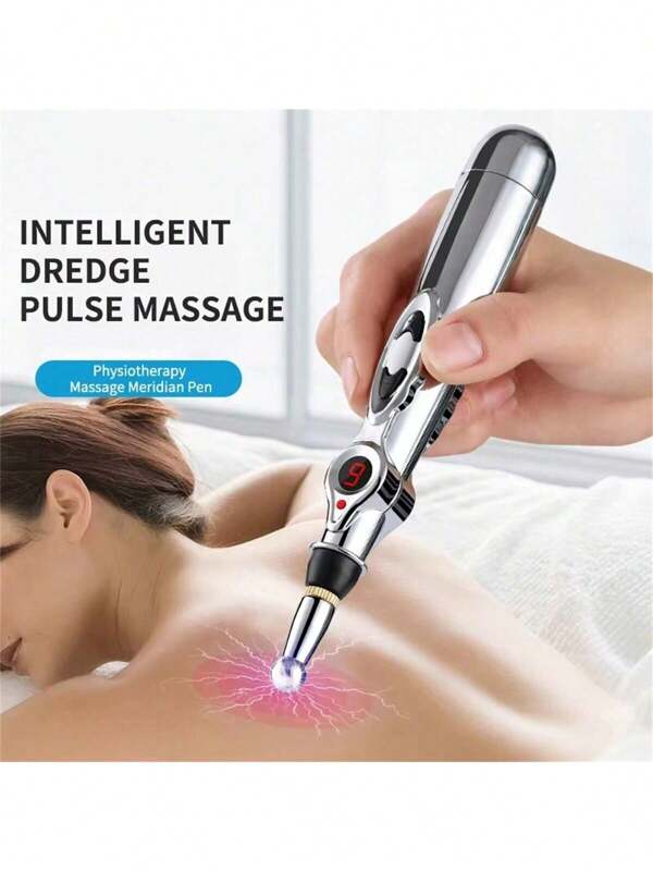 Professioneller Physiotherapie TENS Muskelstimulator Elektroden Entspannungsmassagegerät mit persönlicher Pflege Meridian-Massage-Stift Laser Elektro-Meridian-Stift 9 Intensitätsstufen Akupunkturpunkt-Detektor EMS Energiepuls-Massage-Stift