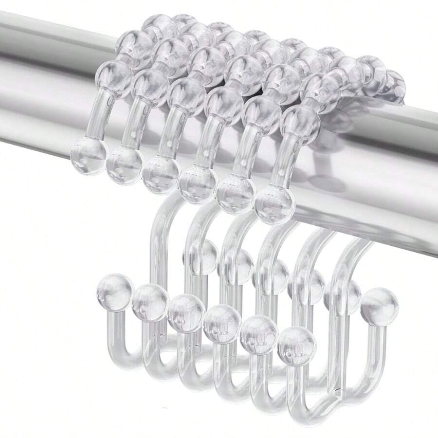 Plastic Shower Curtain Hooks, Shower Curtain Hook Rings, Double Shower Curtain Hooks, Shower Curtain Shower Hooks, Shower Curtain Hooks, Suitable For Curtain Lining Bathrooms Bathroom Decor - White - View 1