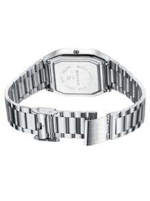 SANDA. SANDA Men's Fashion Watches Business Style Alarm Clock Steel Band Watch Square Dial