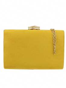 Girly Handbags Womens Faux Suede Hard Case Clutch Bag - Mustard Yellow - View 2