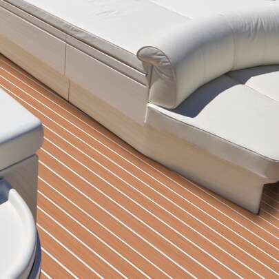 YUNRUX EVA Foam Boat Flooring Matt Teak Self-Adhesive Pad Brown With White Stripes