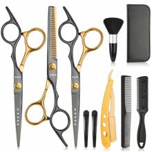 10 Piece Professional Hair Clipper Set - Advanced Barber Tool Kit, Including Hair Scissors, Trimming Scissors, Basic Comb, Cleaning Brush, Hair Salon, And Hairdressing Supplies