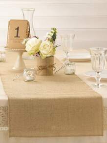 1 pièce Chemin de table en toile de jute, chemin de table de mariage en lin rustique, décoration de table en lin tissé rectangulaire rustique pour les fêtes forestières et les pique-niques, décoration de Noël, décoration d'Halloween, rouleau en jute de style campagnard vintage pour la décoration de la maison, baby shower, shower de mariage, décoration de fête d'anniversaire, décoration de mariage