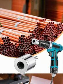 15/22mm Copper Drill Bit - Easy-Install Pipe Cleaner With Metal Brush For Efficient Cleaning & Deburring - Multicolor - View 2