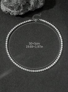 1pc Copper Inlaid Diamond Chain Necklace, Men's Luxury & Fashionable Accessory For Daily Wear & Gift