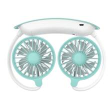 Ventilador de cuello portátil de 360° con rotación libre, recargable por USB, mini ventilador personal con poco ruido y flujo de aire potente, diseño de auriculares, apto para deportes, oficina, hogar, exterior, viajes, trabajo