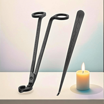 2 piezas o 3 piezas Cortador de mecha de vela negro mate, tijeras de vela negras de acero inoxidable de alta resistencia, apagavelas, accesorios para velas, juego de herramientas para el cuidado de velas, kit de estilismo de velas profesional para amantes de las velas, set de accesorios para velas, un regalo o para uso diario o festivo, todas sus necesidades de cuidado de velas