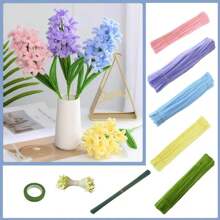 DIY Realistic Hyacinth Flowers Craft Kit: - 311 Pcs Complete DIY Pipe Cleaner Kit,Versatile DIY Decor & Craft Supplies, Perfect Spring Gift & Home Arrangement, Step-By-Step To Make Beautiful Spring Blooms For Beginners - Multicolor - View 2