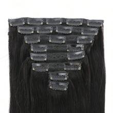 BINF Straight Clip In Hair Extensions Real Remy Hair Extensions 8-24 Inch Natural Color #1B Black 120g For Women High Quality - Natural Black - 查看 2