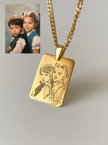 Collar personalizado con foto grabada, grabado personalizado de foto, collar de acero inoxidable de 18 k, colgante de retrato de oro/plata, joyería personalizada de familia/mascota, regalo perfecto, dorado, elegante, colorido, vintage, simple, unisex, casual, lindos, personalizados, únicos, regalos ideales para él, regalos ideales para ella, novia, novio, papá, mamá, familia, amigos, para aniversarios, para cumpleaños, para graduación, para baile de graduación, para fiestas, suministros escolares, de vuelta a la escuela, para la oficina, para la escuela, para el aula, para regalos de maestros, para la universidad, para colegas, para dormitorios, para maestros, para niños y niñas, para adolescentes, estudiantes de secundaria, estudiantes de secundaria, estudiantes universitarios, universitarios