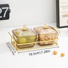 صينية تقديم أنيقة ذات غطاء - مثالية لتقديم المكسرات والحلويات وغيرها - خيار مثالي لطاولة الصالون ومائدة القهوة في المنزل