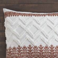 3 Piece Cotton Comforter Set With Chenille Tufting Gray Full/Queen