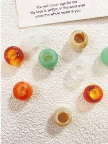 9x11mm 50pcs Acrylic Material Spring/Summer Popular Multi-Color Large Hole Beads, New Chinese Style Hand Dyed Round Beads/Antique Style Straight Hole Loose Beads - Multicolor - View 8