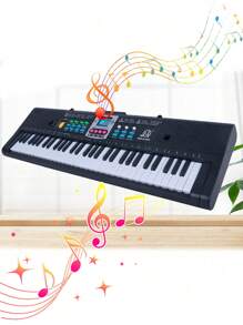 Teclado de piano musical digital de 37/61 teclas, instrumento musical electrónico portátil, teclado multifuncional con micrófono como regalo (Negro) - Negro - Ver 8