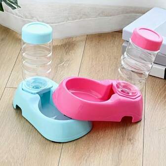 Juego de 4 piezas de dispensadores automáticos de agua y comida para mascotas, tazón de agua de plástico PP, para alimentación de gatos y perros