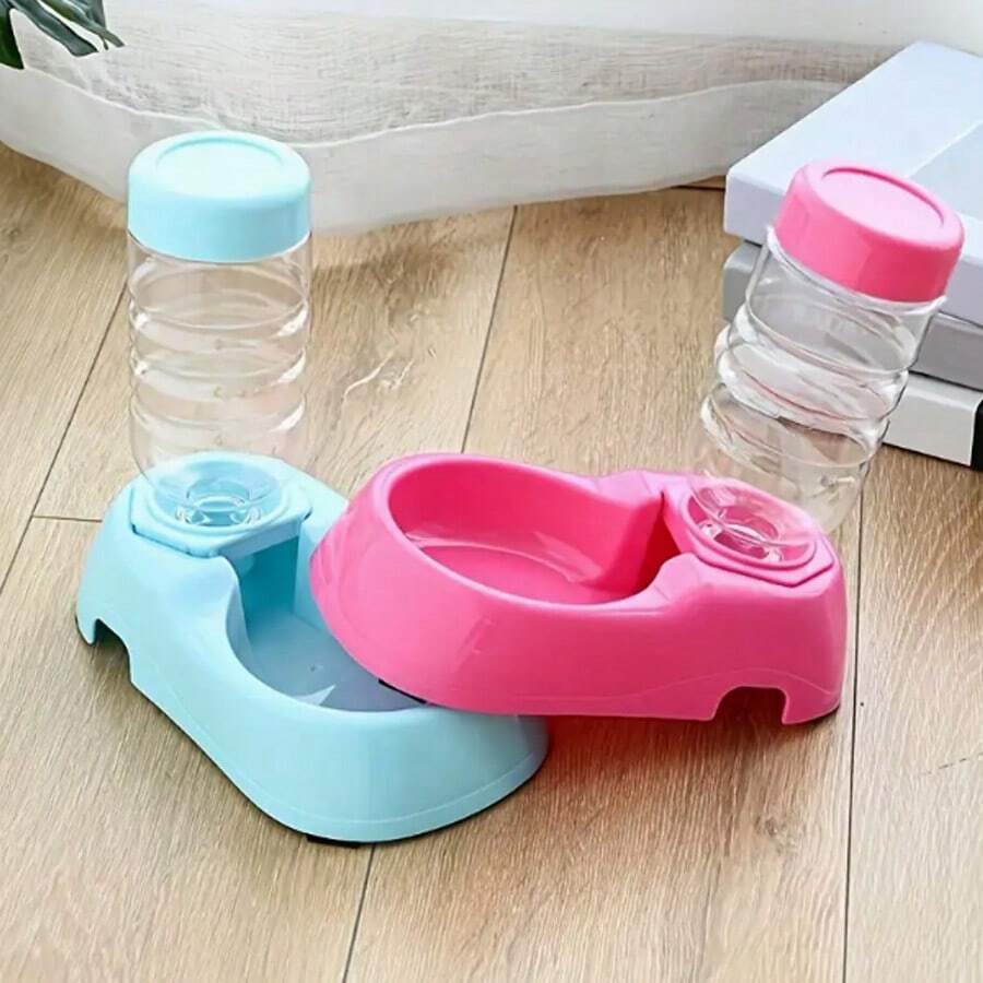 4件套宠物自动饮水和食物碗分配器，PP塑料水碗，猫狗喂食盘套装 - 彩色 - 查看 1