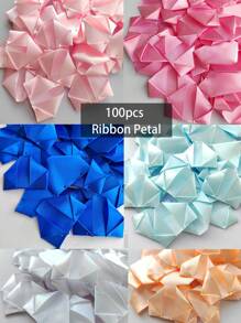 100 Pcs Ribbon Rose Petals Handmade Artificial Flowers Bouquets Forver Eternal Flower Silk For DIY Bouquet For Home Wedding Decorations Party, Valentine Day, Gift