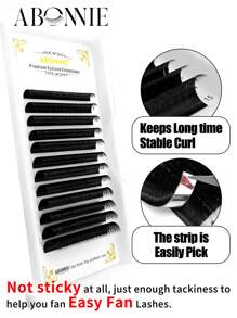 LAKANAKU Abonnie 12排 D 卷混合易扇形睫毛延长自动扇形睫毛延长假睫毛绽放易扇形睫毛簇，睫毛簇，单根睫毛，睫毛，假睫毛 - D - 查看 9