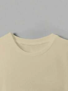 1 Stück Polyester T-Shirt mit Kalifornien-Kokosnussbaum Schriftaufdruck, geeignet für Strand, Lässig dates, Sport, Büro, Zuhause, Streetwear, gleiches Paar-Oberteil, Ganzjährig - Khaki - Übersicht 8