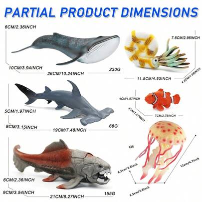 نماذج حيوانات بحرية بلاستيكية صلبة من PVC واقعية - سمكة قرش، كائنات بحرية متوحشة، ميغالودون، تماثيل حيتان، ديكورات، ألعاب، هدايا المناسبات