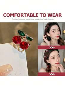 4个、2个或1个樱桃造型可爱迷你发夹，小巧精致，可作发爪或刘海夹，是派对礼物、情人节礼物和日常造型的完美之选。非常适合女性、女孩和青少年，为任何发型增添一丝甜美气息。这款可爱的发夹适用于各种场合，也可作发爪、发夹、学习用品、发饰、头部饰品等。 - 彩色 - 查看 5