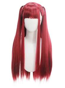 High Temperature Fiber Double Ponytail Natural Wig Style, Suitable For Festivals, Parties, Cosplay, Little Devil Costume, Anime Characters, Realistic Hairline, Non-Clip Design - Red - View 12