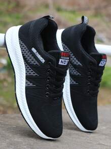 2025 New Men's Breathable Mesh Sneakers, Lightweight Non-Slip Running Shoes, Odor-Resistant Sport Shoes, Casual Traveling Trainers, Fashionable Durable Soft-Sole Footwear - Black - View 2