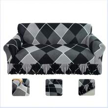 Christmas [US Local Warehouse] 1pc High-End Elegant Minimalist Marble Texture Sofa Cover, Luxurious Refined Living, Fashionable Graceful, Refresh Home Decor, Protect Furniture, Stretchy Fabric & Ruffled Skirt Design, Suitable For Home, Hotel, Meeting Room, Apartment, Party, Restaurant, Cafe, All Seasons [US Local Warehouse, Fast Delivery]Home Decor Gift For New Year