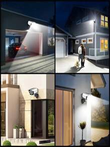 Acabamento em Metal Polido Semi Embutido Controlado por Controle Remoto Destacável, Lampada Solar Alimentada por Bateria de Lítio 800 mAh, Abajur de Polipropileno, Sensor de Movimento Sem Fio Holofotes para Área Externa 2000 Lumens 77 LEDs Holofote com Controle Remoto para Varanda, Jardim, Pátio, Entrada de Veículos